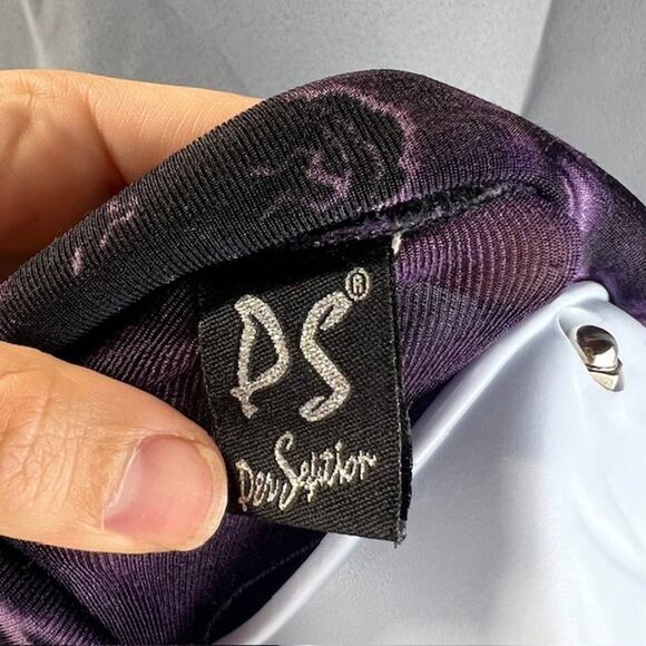 Per Se Button Front Top Small Purple Black Floral Witchcore Gothcore Dark Shirt - Picture 3 of 7